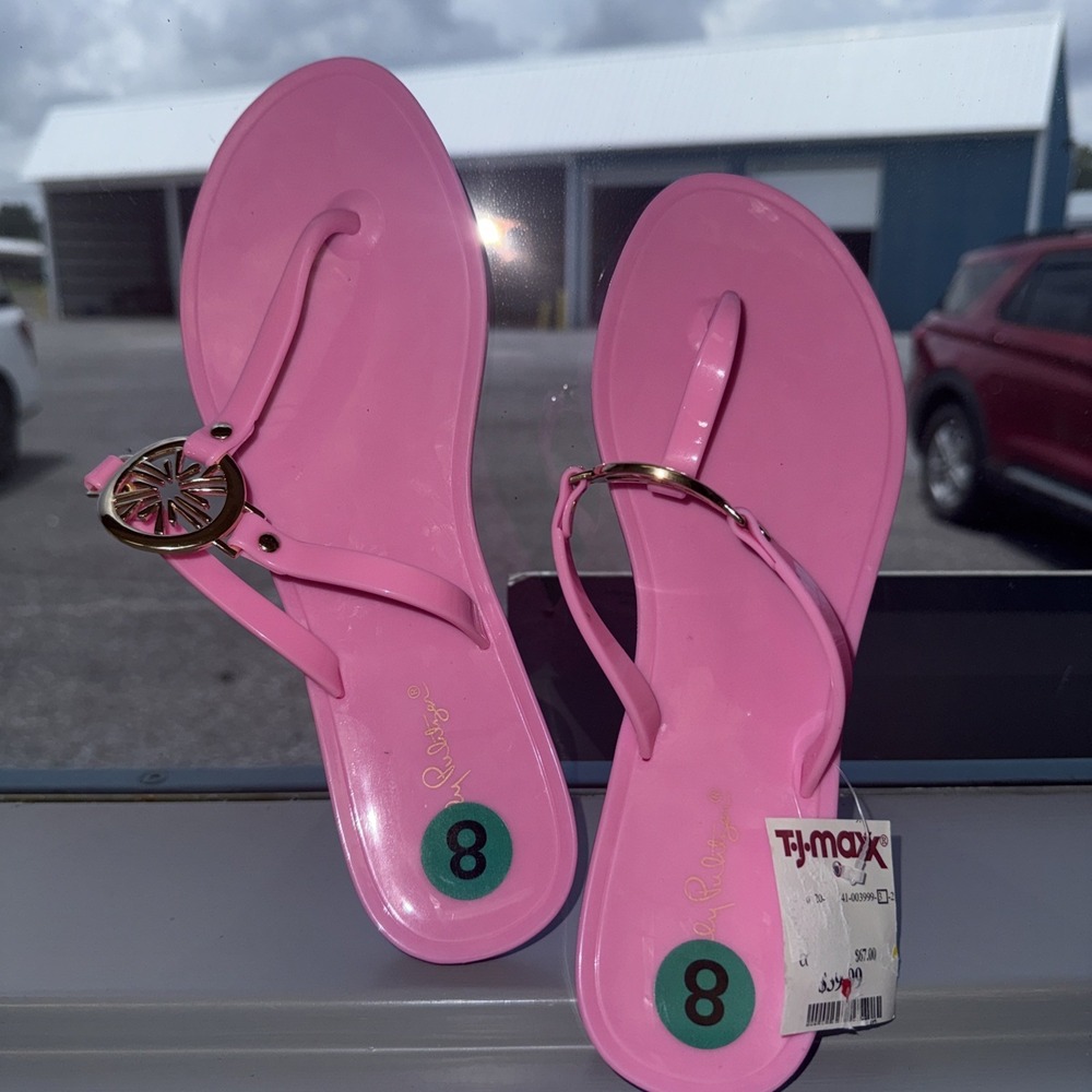 NEW Lilly Pulitzer HOLLIE Jelly Sandals HAVANA  Hot Pink 8M